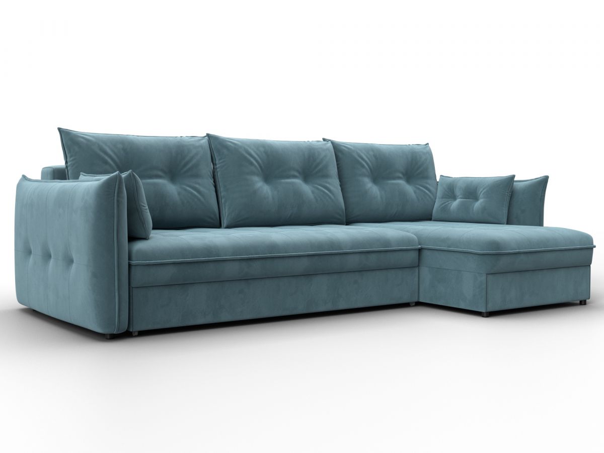 133679 Диван угловой Лига-100 НПБ угол универсальный | велюр | seven 113 бирюзовый
