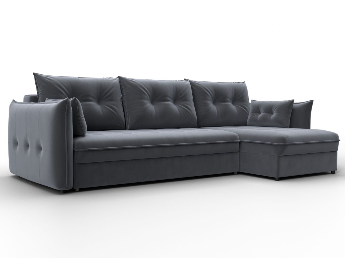 133681 Диван угловой Лига-100 НПБ угол универсальный | велюр | seven 17 серый