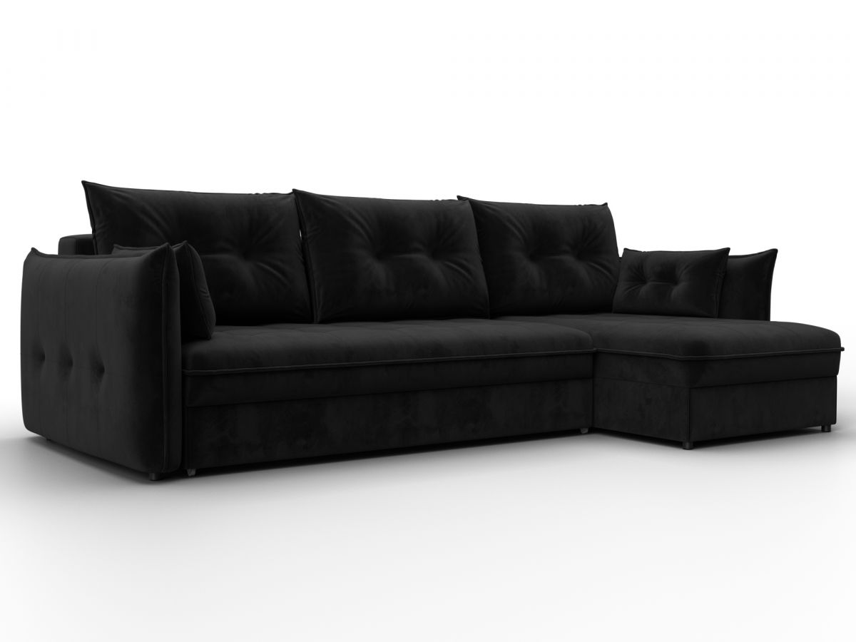 133683 Диван угловой Лига-100 НПБ угол универсальный | велюр | seven 35 черный