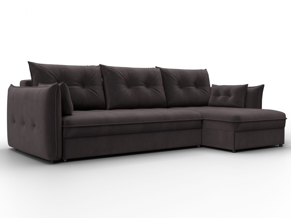 133682 Диван угловой Лига-100 НПБ угол универсальный | велюр | seven 727 коричневый