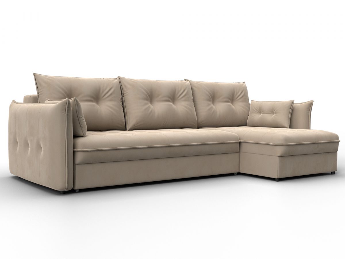 133678 Диван угловой Лига-100 НПБ угол универсальный | велюр | seven 729 бежевый