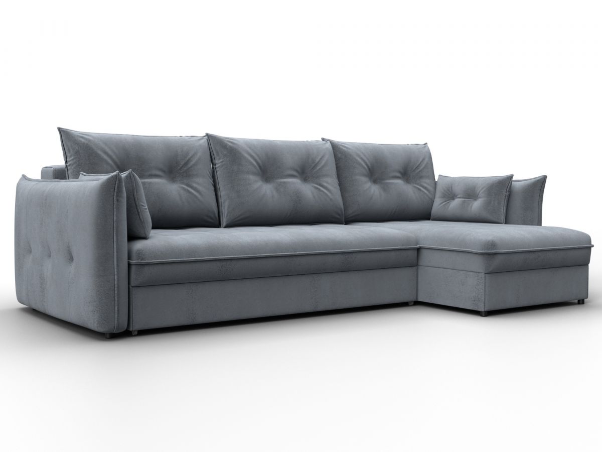 133666 Диван угловой Лига-100 НПБ угол универсальный | велюр | tower 10 серый