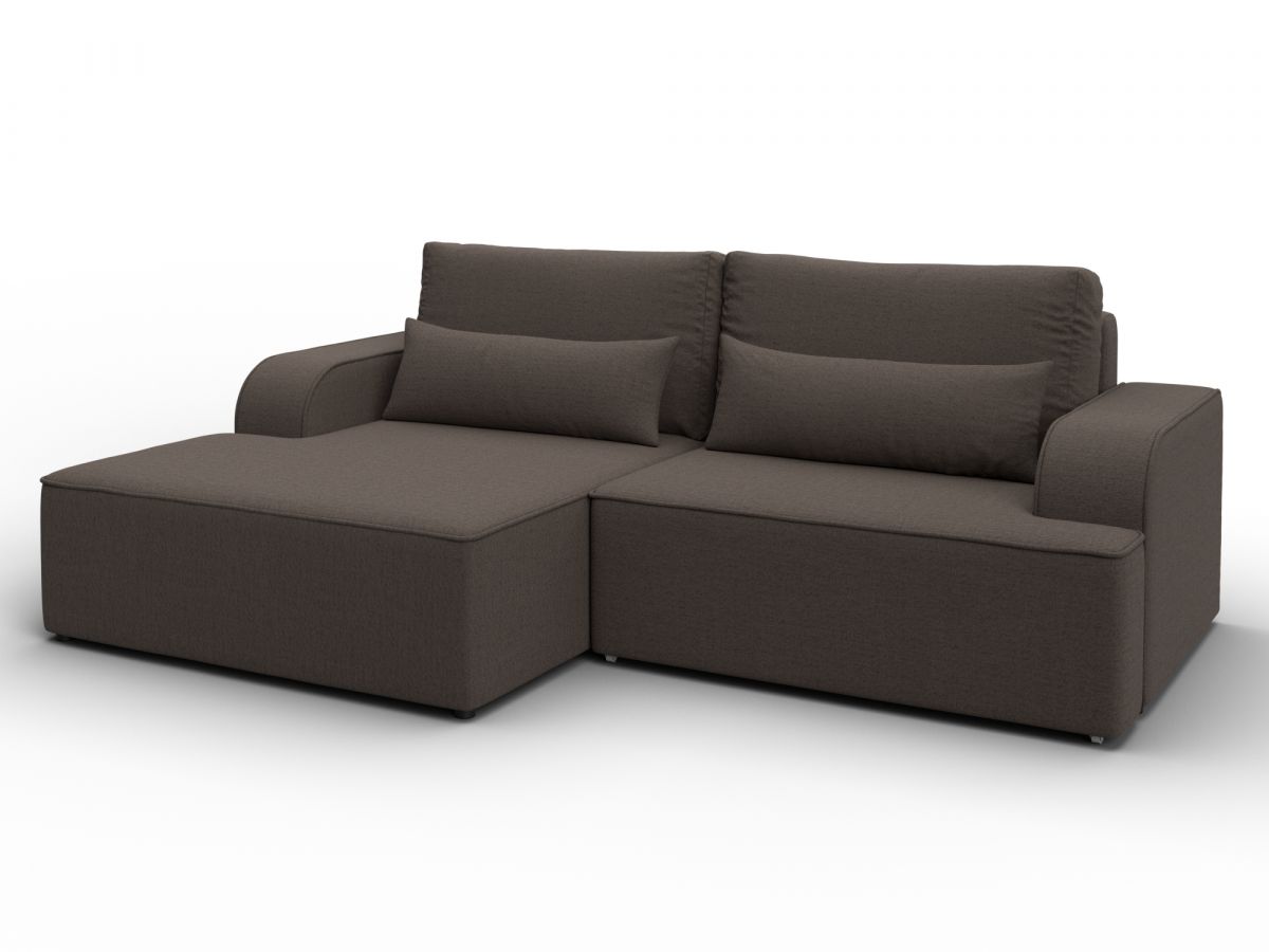 137284L Диван угловой Лига-120 угол левый | рогожка | амур 05 коричневый