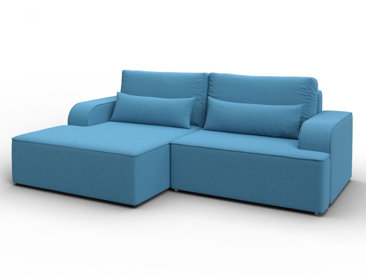 137286L Диван угловой Лига-120 угол левый | рогожка | амур 10 голубой