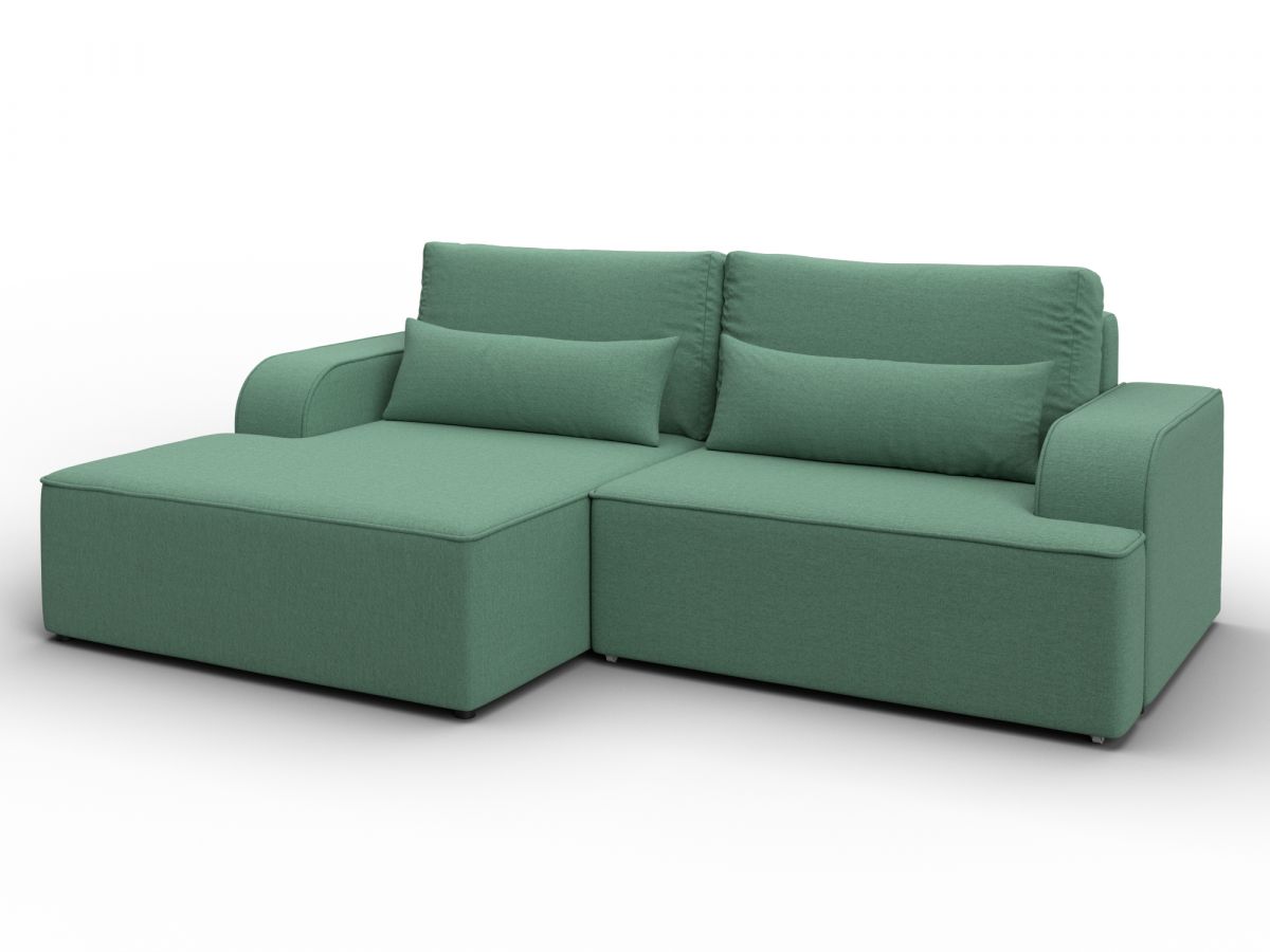 137287L Диван угловой Лига-120 угол левый | рогожка | амур 11 зеленый