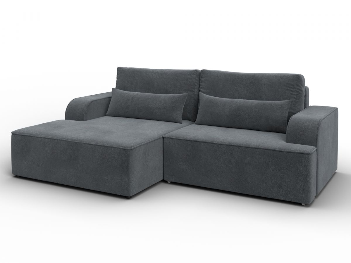 137292L Диван угловой Лига-120 угол левый | велюр | laim 23 светло-серый