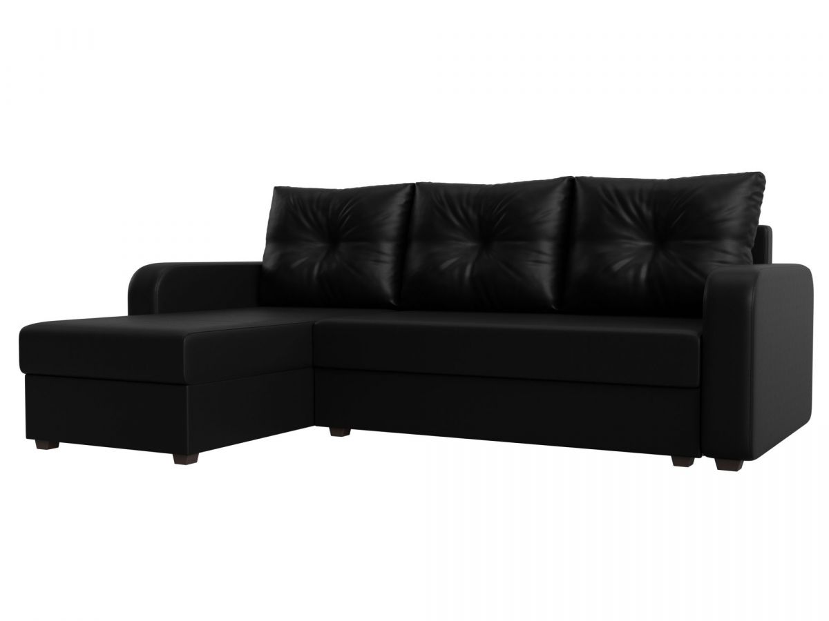 117743L Диван угловой Ливерпуль Лайт левый угол | экокожа | черный