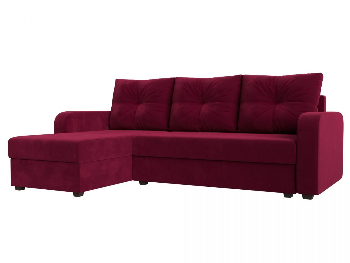 117727L Диван угловой Ливерпуль Лайт левый угол | микровельвет | бордовый