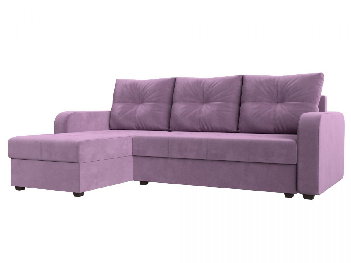 117732L Диван угловой Ливерпуль Лайт левый угол | микровельвет | сиреневый