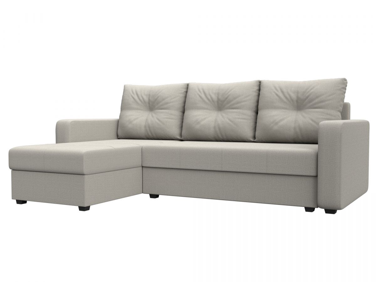 125985L Диван угловой Ливерпуль Лайт левый угол | рогожка | амур бежевый