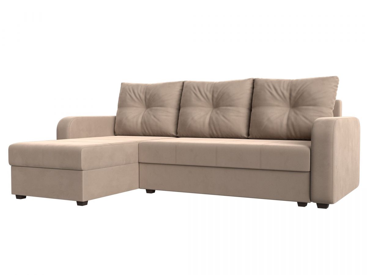 117718L Диван угловой Ливерпуль Лайт левый угол | велюр | бежевый