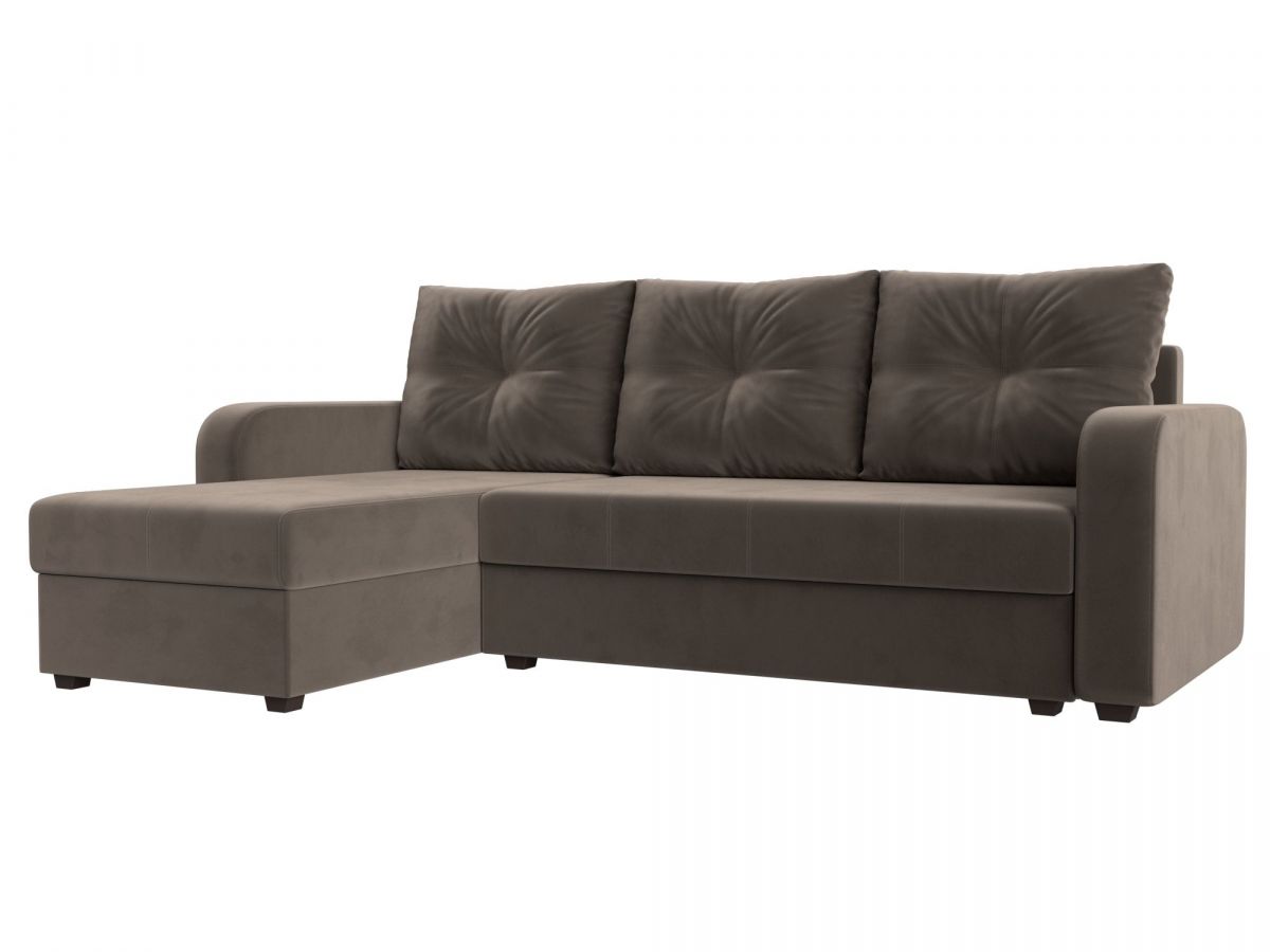 117722L Диван угловой Ливерпуль Лайт левый угол | велюр | коричневый