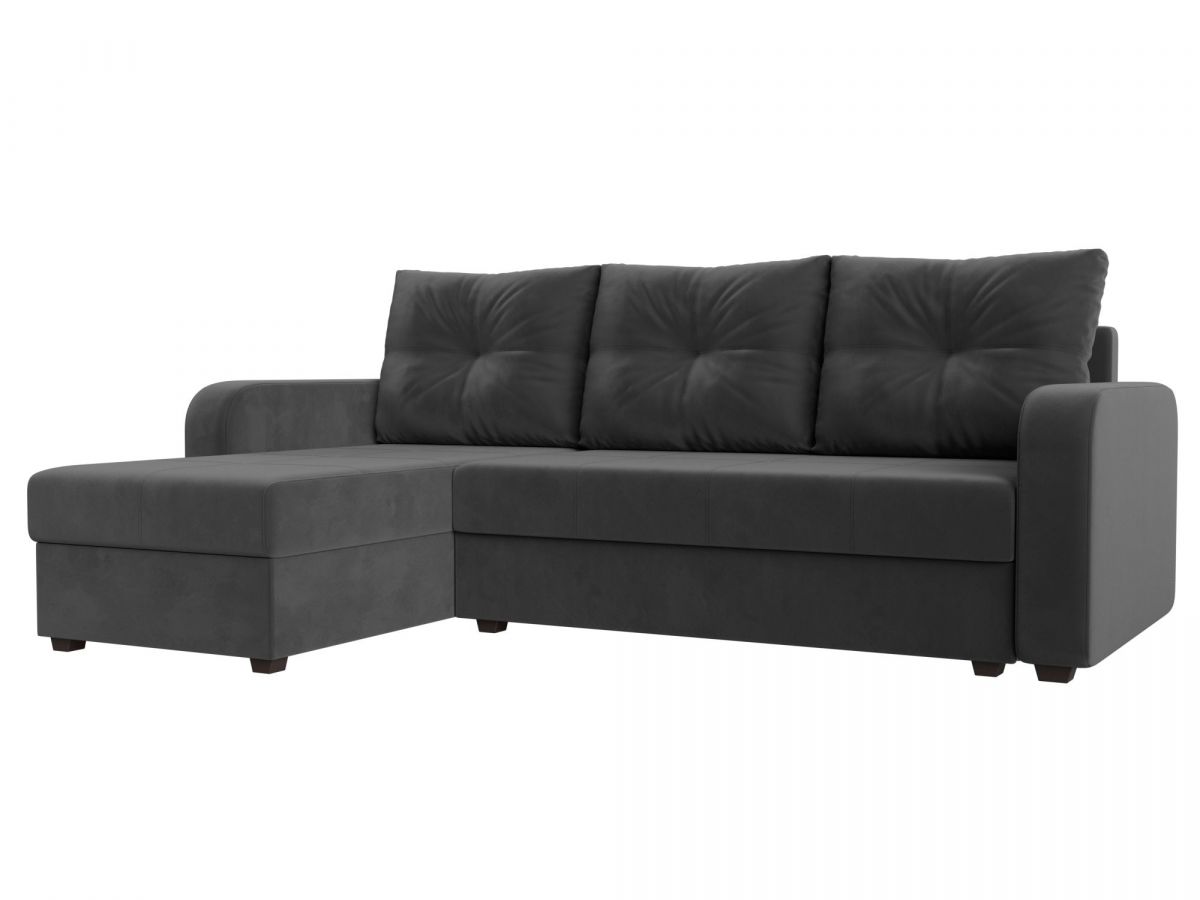 117723L Диван угловой Ливерпуль Лайт левый угол | велюр | серый