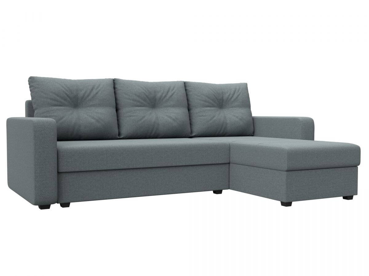 125988 Диван угловой Ливерпуль Лайт правый угол | рогожка | амур серый