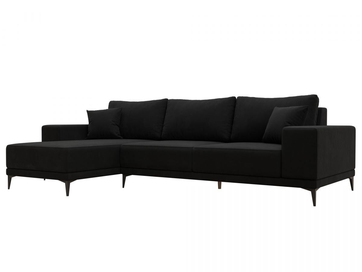 122407L Диван угловой Льюес левый | микровельвет | черный