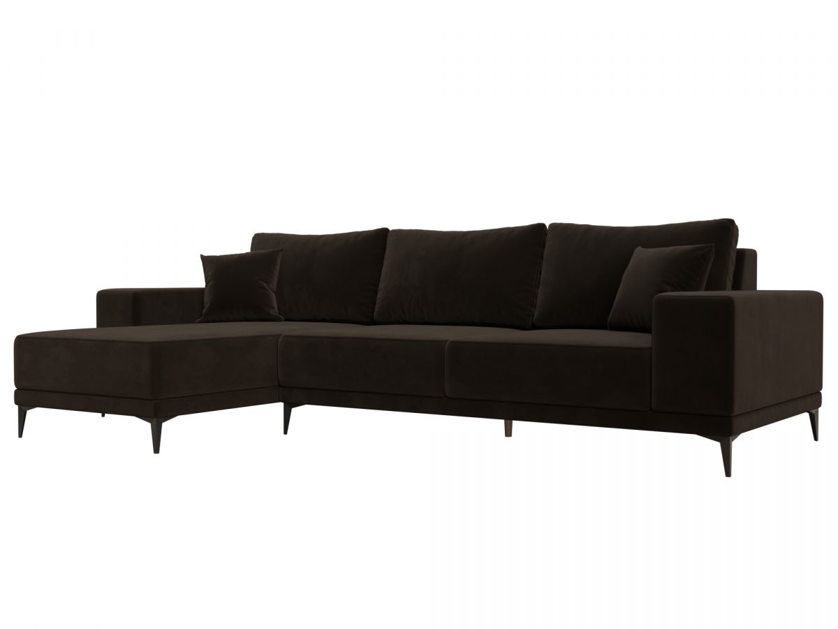 122405L Диван угловой Льюес левый | микровельвет | коричневый