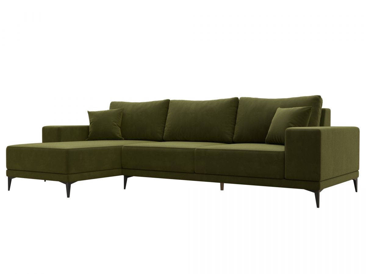 122404L Диван угловой Льюес левый | микровельвет | зеленый