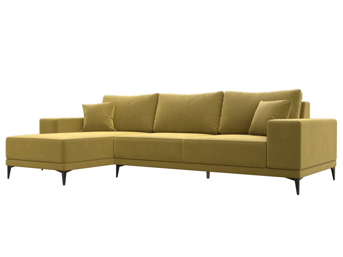 122403L Диван угловой Льюес левый | микровельвет | желтый