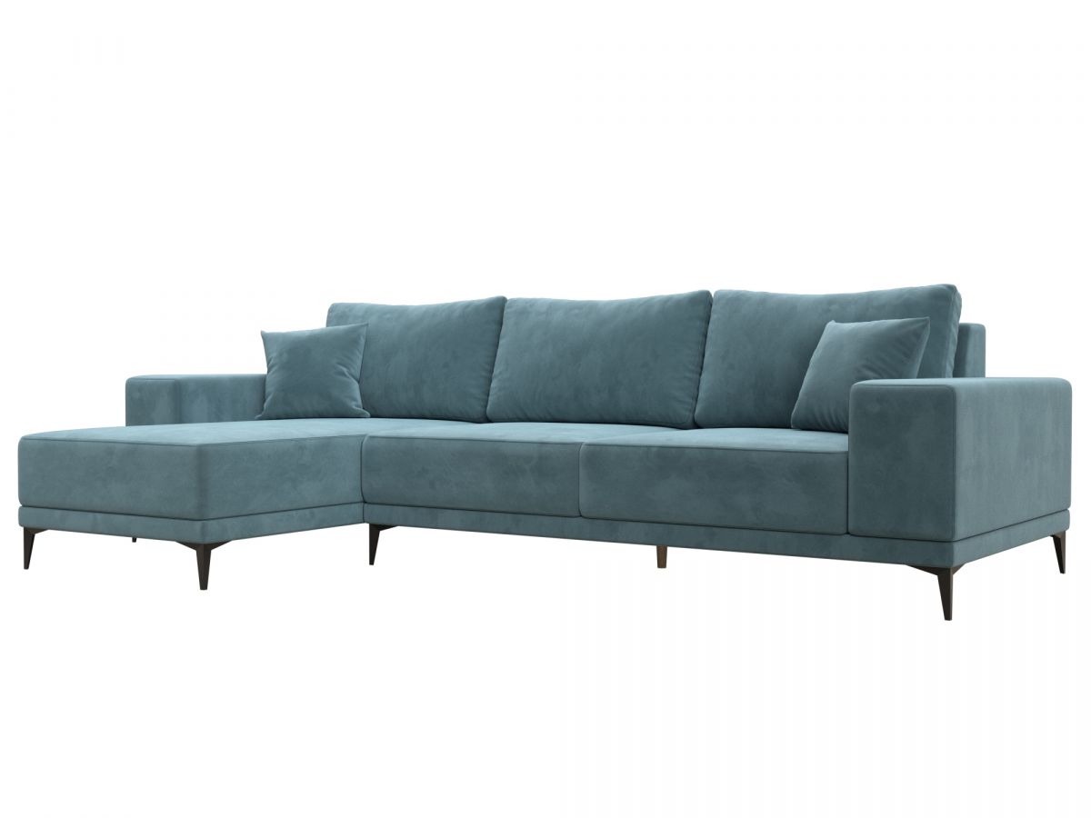 122397L Диван угловой Льюес левый | велюр | бирюзовый