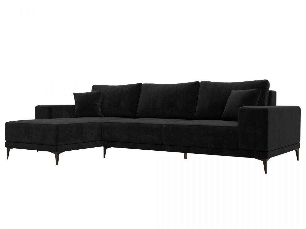 122401L Диван угловой Льюес левый | велюр | черный