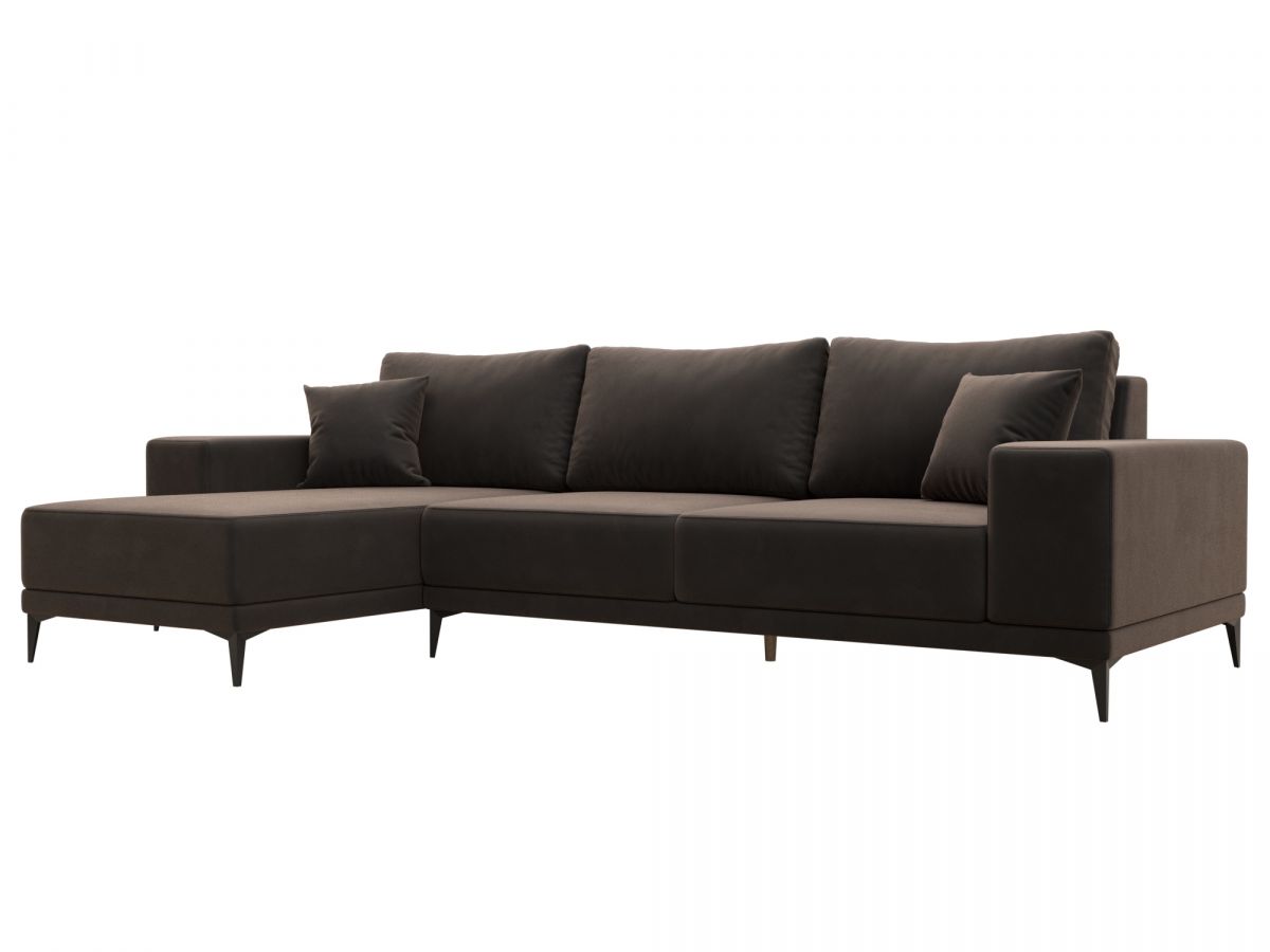 122399L Диван угловой Льюес левый | велюр | коричневый