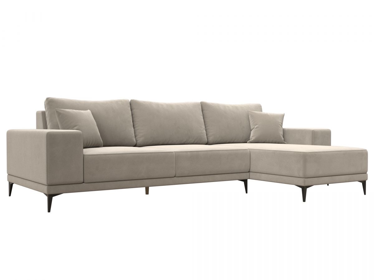 122402 Диван угловой Льюес правый | микровельвет | бежевый