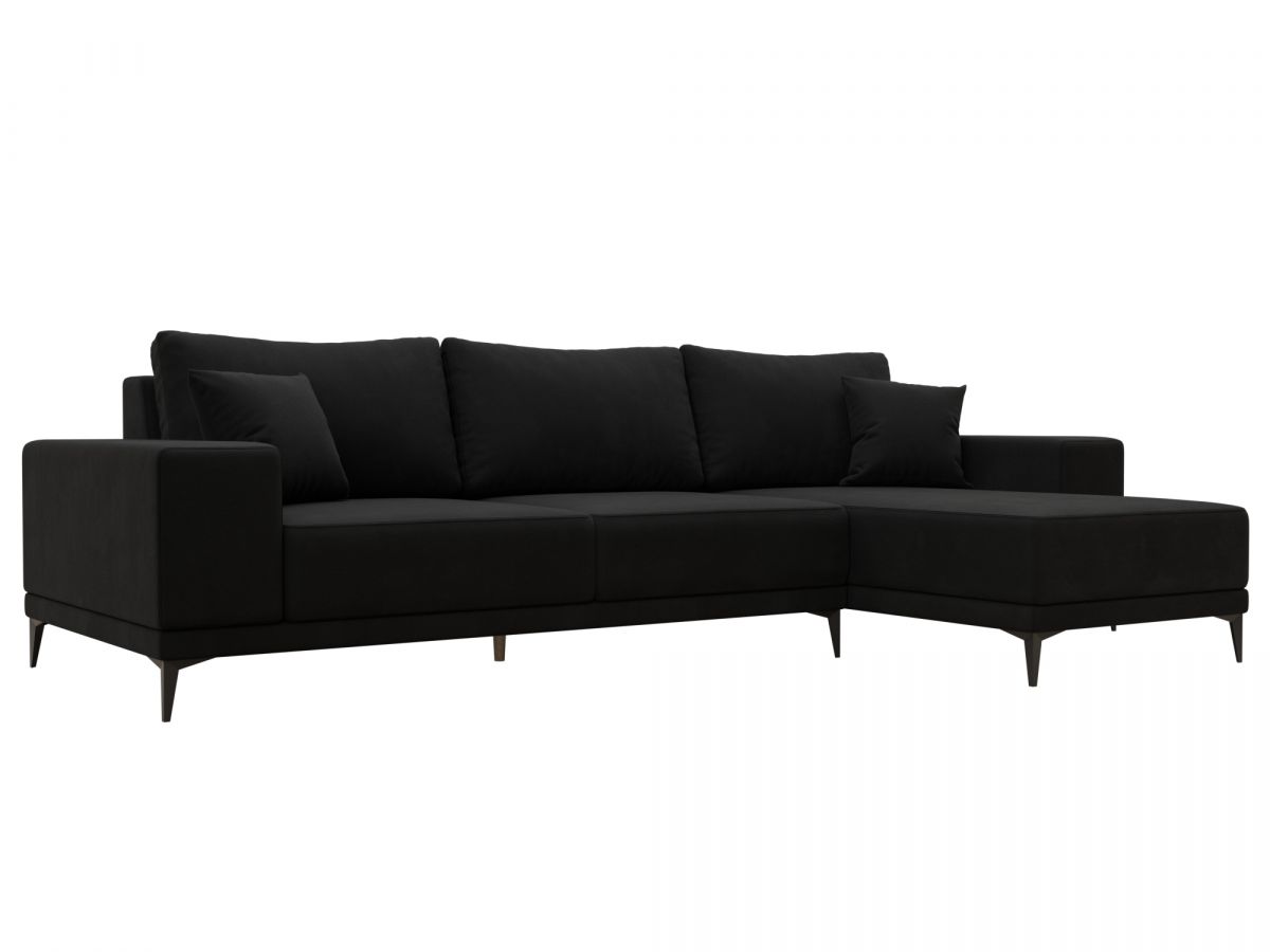 122407 Диван угловой Льюес правый | микровельвет | черный