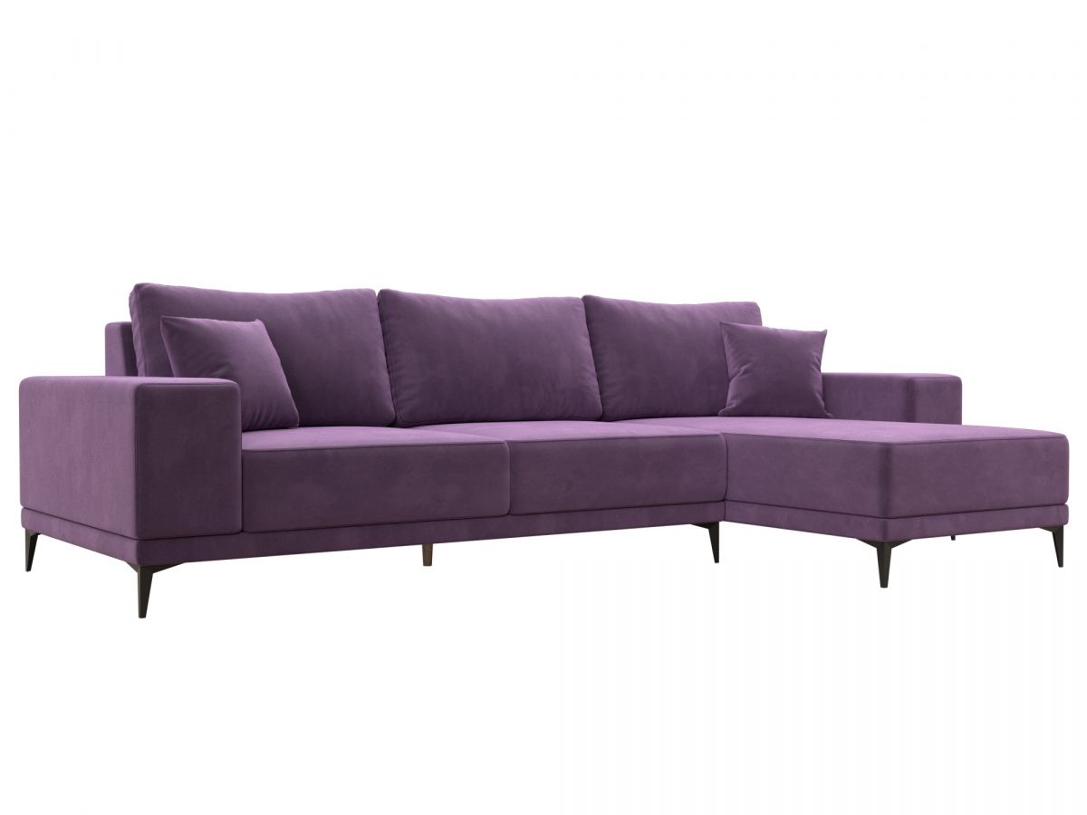 122406 Диван угловой Льюес правый | микровельвет | сиреневый