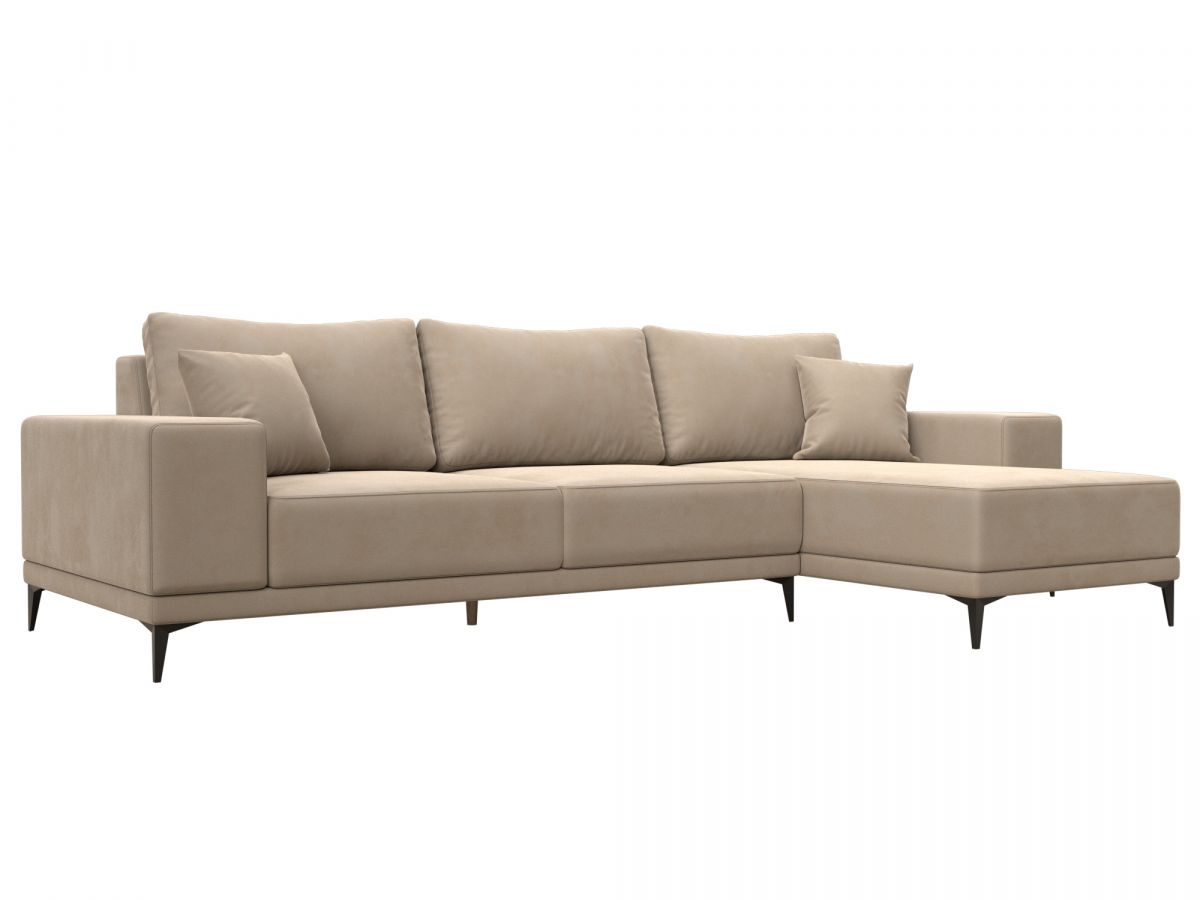 122396 Диван угловой Льюес правый | велюр | бежевый