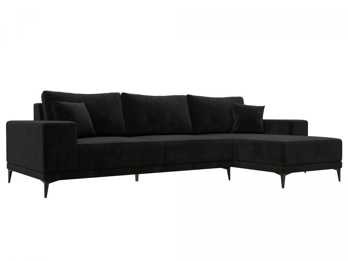 122401 Диван угловой Льюес правый | велюр | черный
