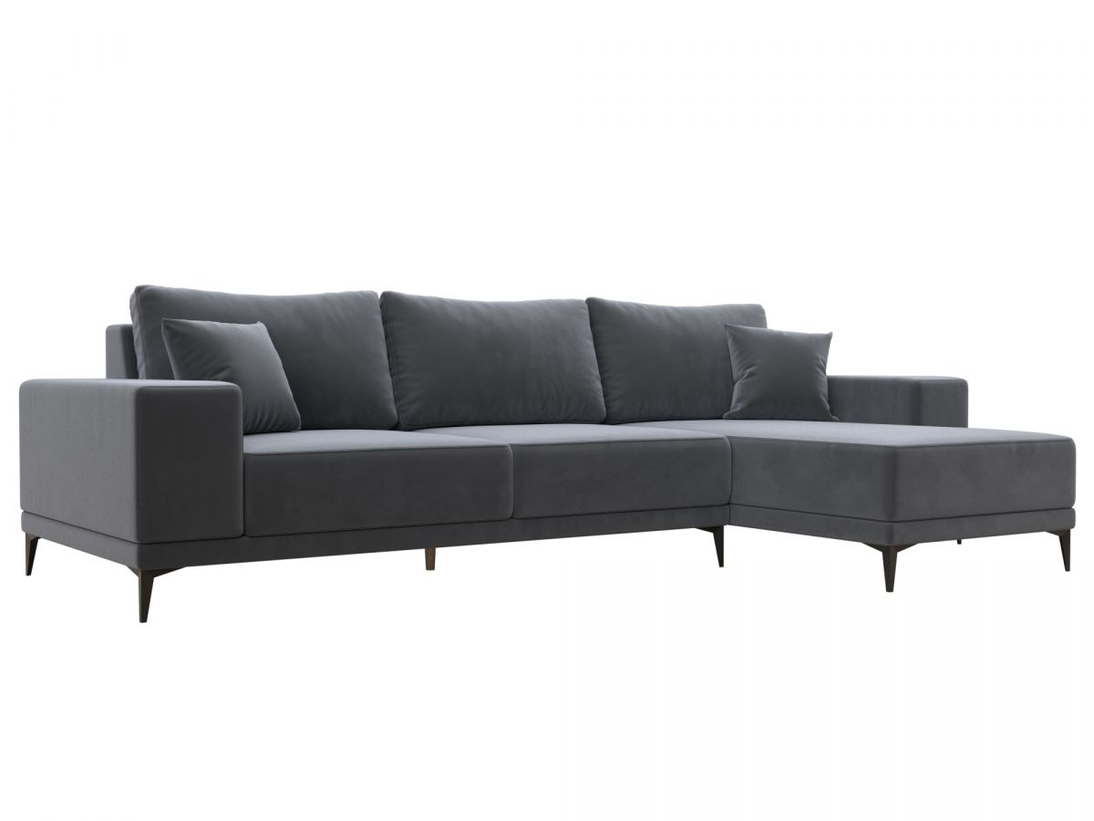 122400 Диван угловой Льюес правый | велюр | серый