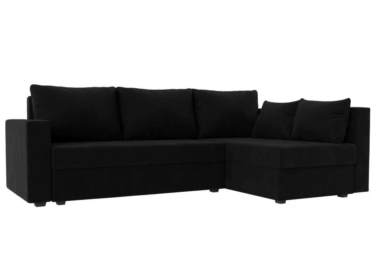 112536 Диван угловой Мансберг правый угол | микровельвет | черный