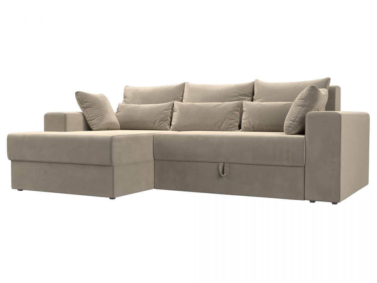 114898L Диван угловой Майами левый угол | микровельвет | бежевый