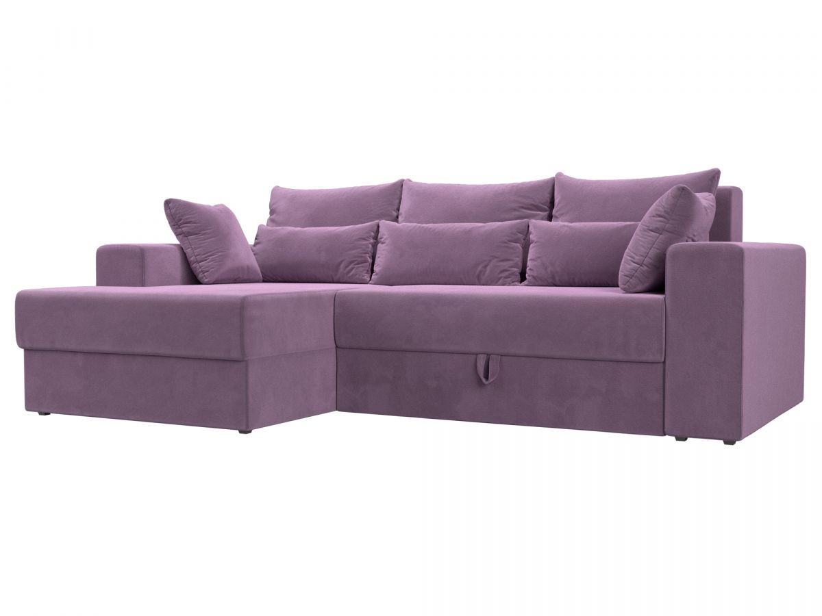 114940L Диван угловой Майами левый угол | микровельвет | сиреневый
