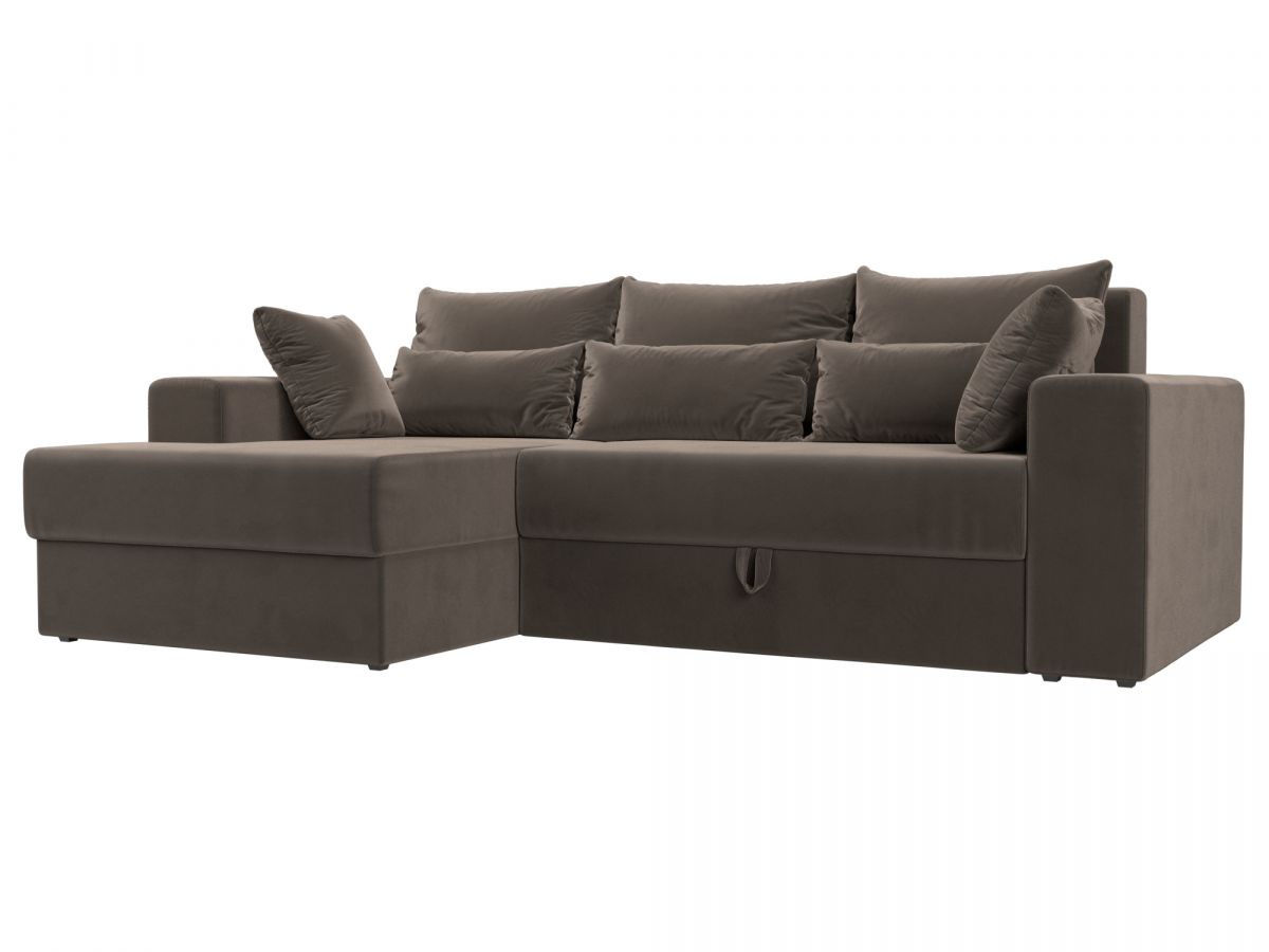 114918L Диван угловой Майами левый угол | велюр | коричневый
