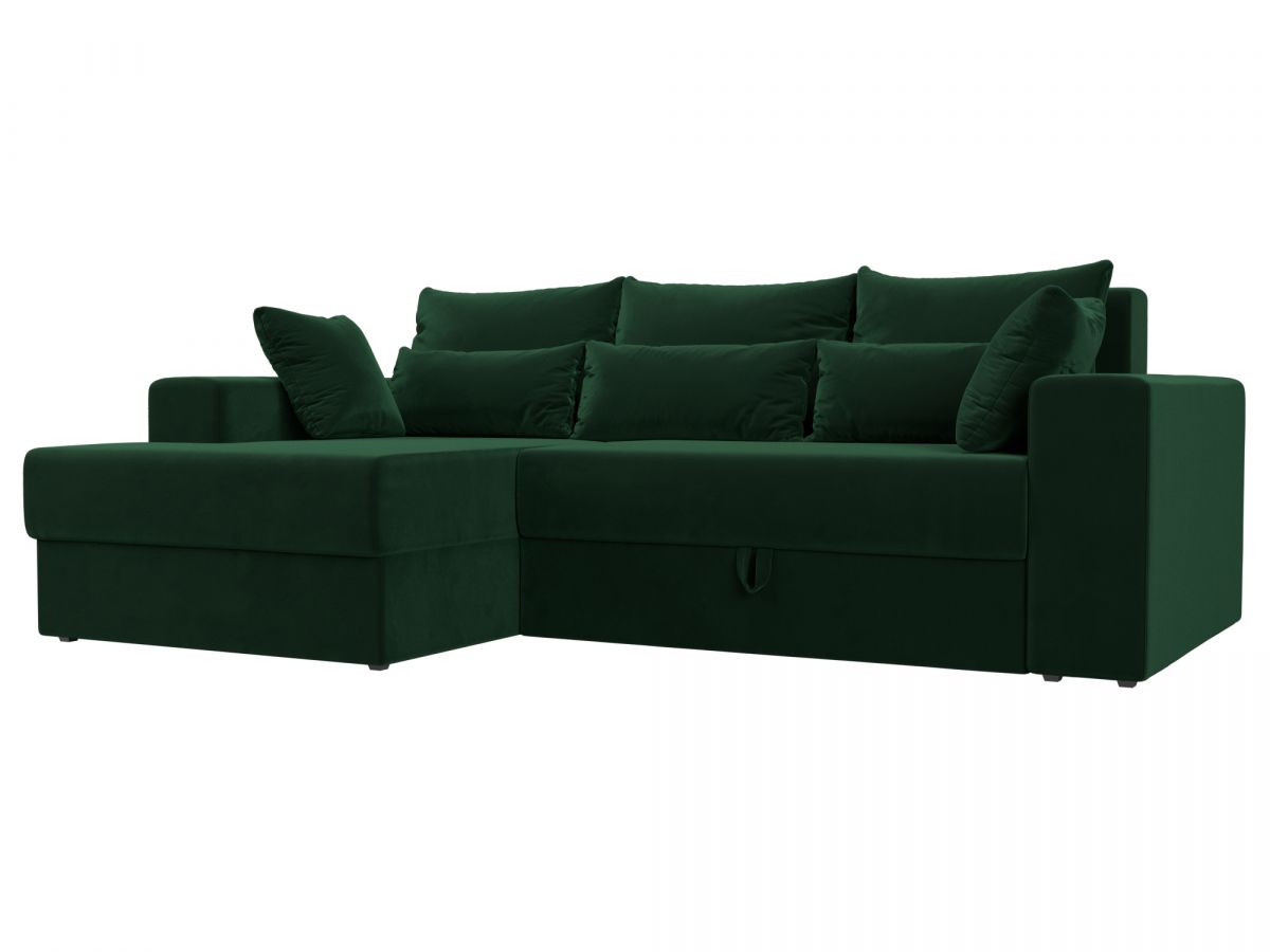 114916L Диван угловой Майами левый угол | велюр | зеленый