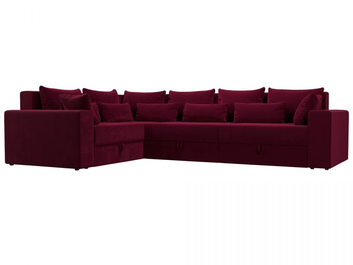 114888L Диван угловой Майами Long левый угол | микровельвет | бордовый