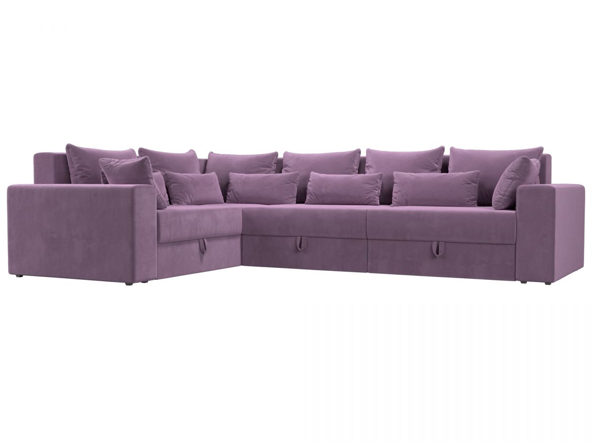 114859L Диван угловой Майами Long левый угол | микровельвет | сиреневый