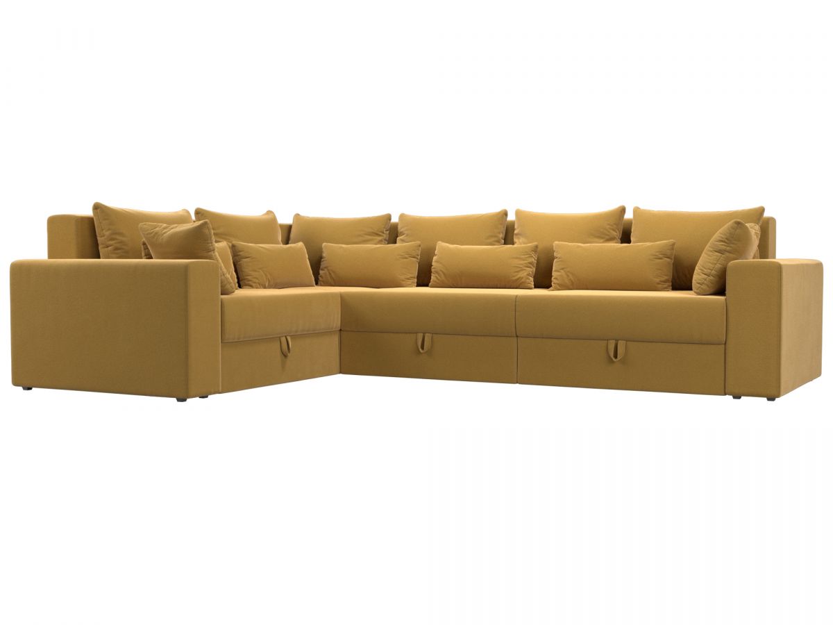 114856L Диван угловой Майами Long левый угол | микровельвет | желтый