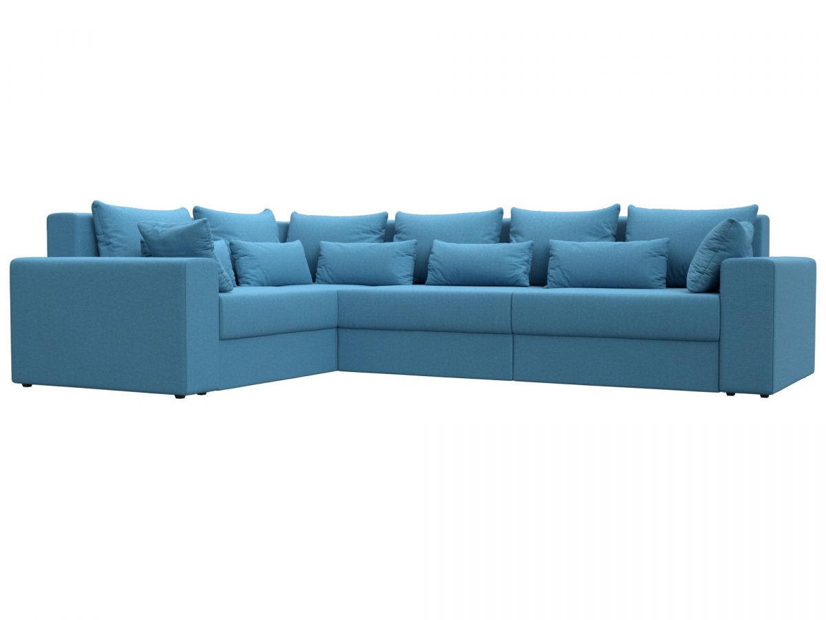 123488L Диван угловой Майами Long левый угол | рогожка | амур голубой