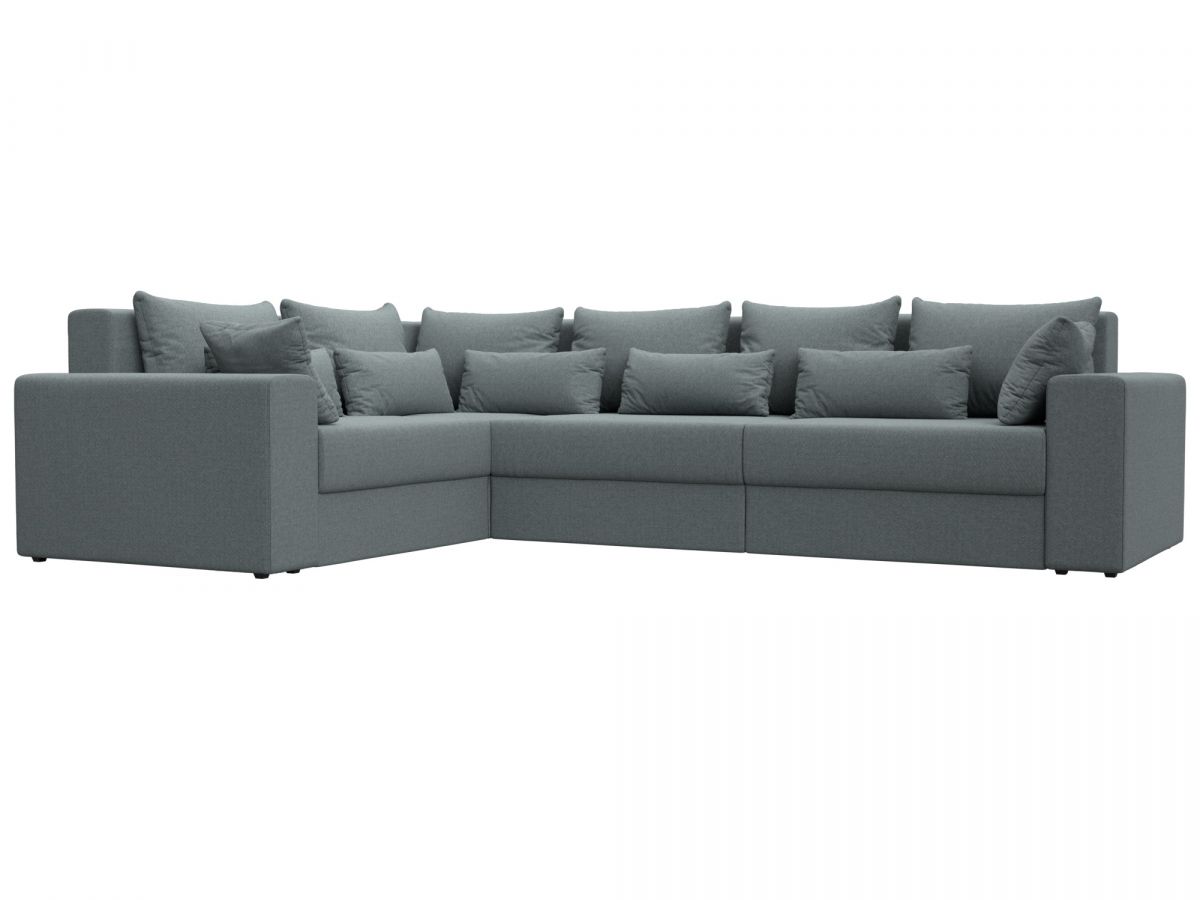 122907L Диван угловой Майами Long левый угол | рогожка | амур серый