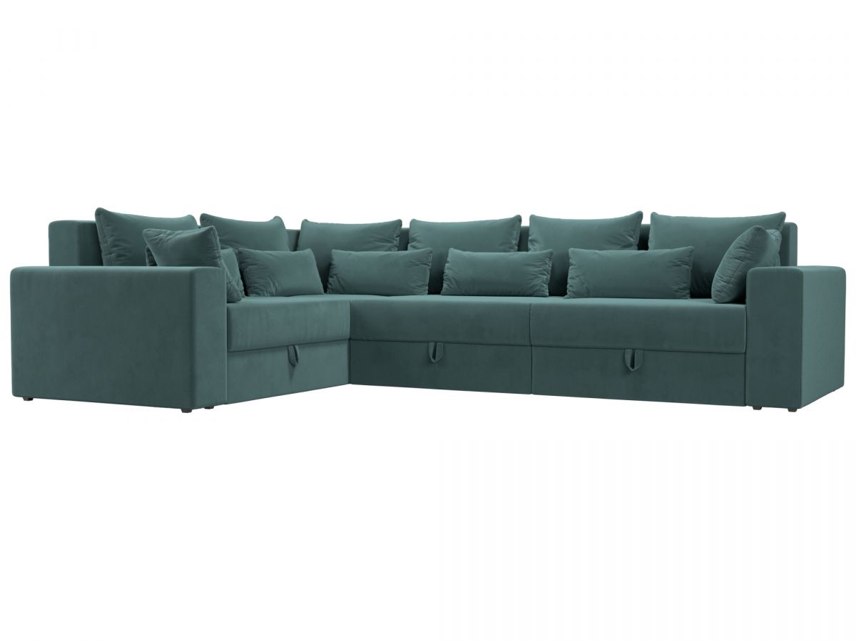 114866L Диван угловой Майами Long левый угол | велюр | бирюзовый