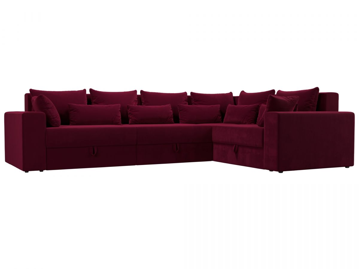 114888 Диван угловой Майами Long правый угол | микровельвет | бордовый