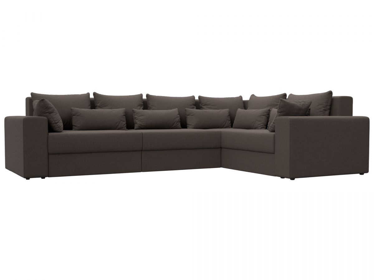 122906 Диван угловой Майами Long правый угол | рогожка | амур коричневый