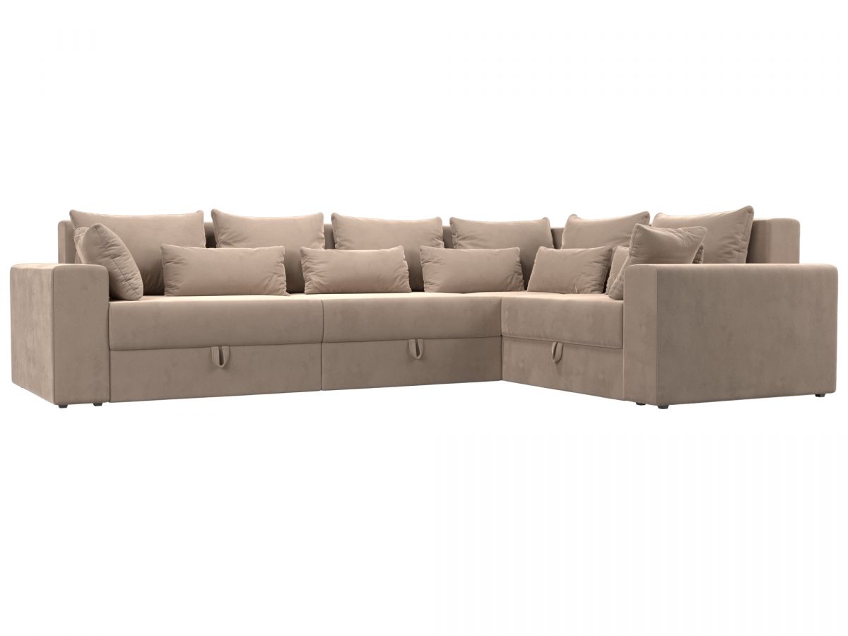 114868 Диван угловой Майами Long правый угол | велюр | бежевый