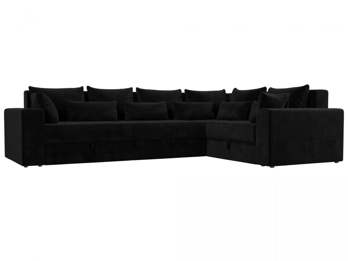 114870 Диван угловой Майами Long правый угол | велюр | черный