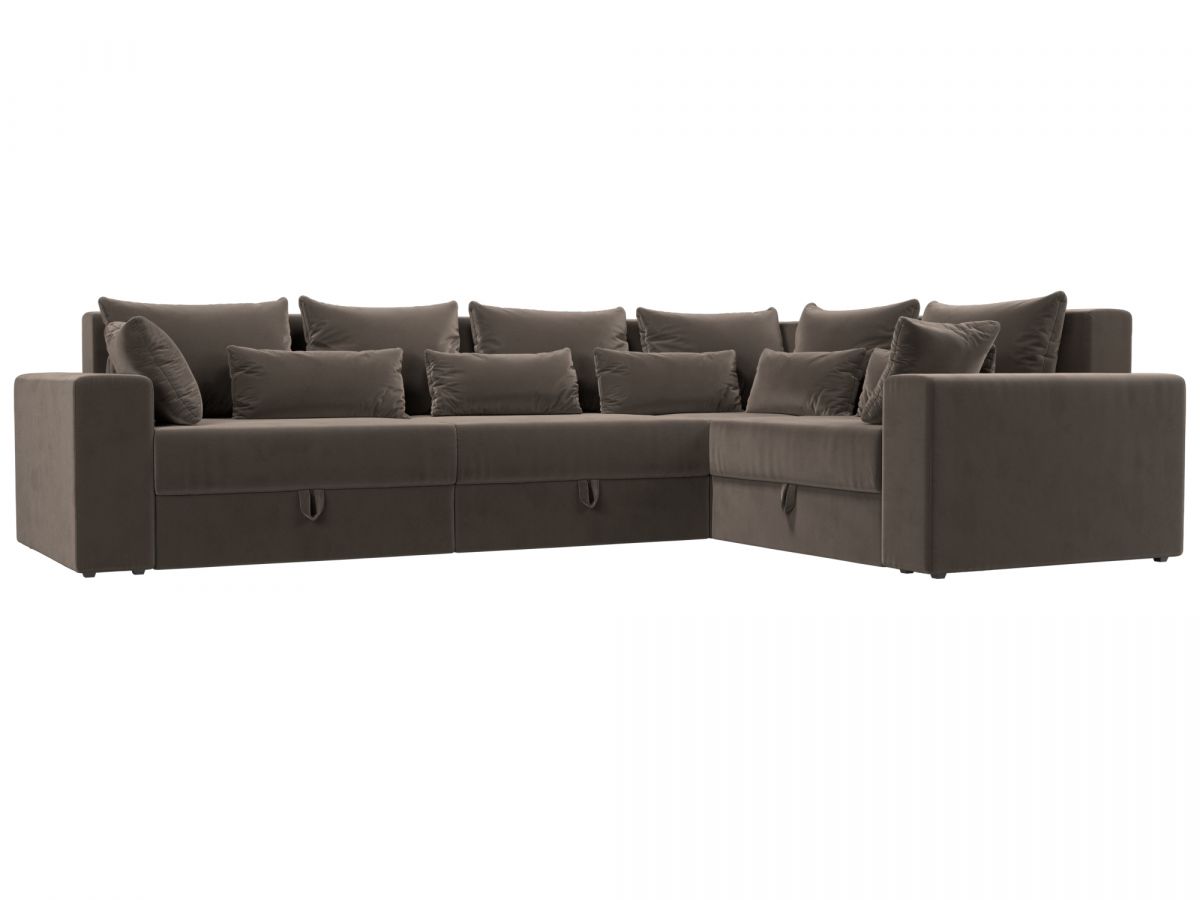114865 Диван угловой Майами Long правый угол | велюр | коричневый