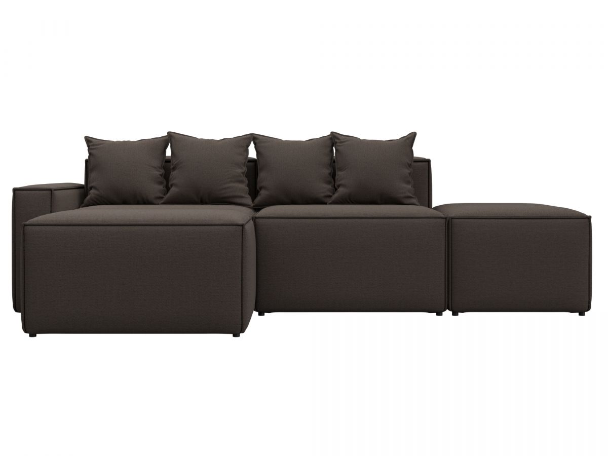 129784L Диван угловой модульный Лига-063 угол левый | рогожка | амур 05 коричневый