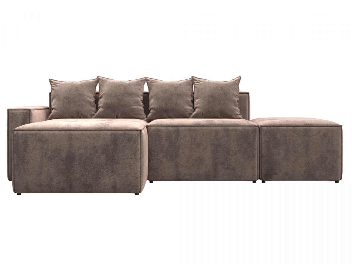 129793L Диван угловой модульный Лига-063 угол левый | велюр | tower 05 бежевый