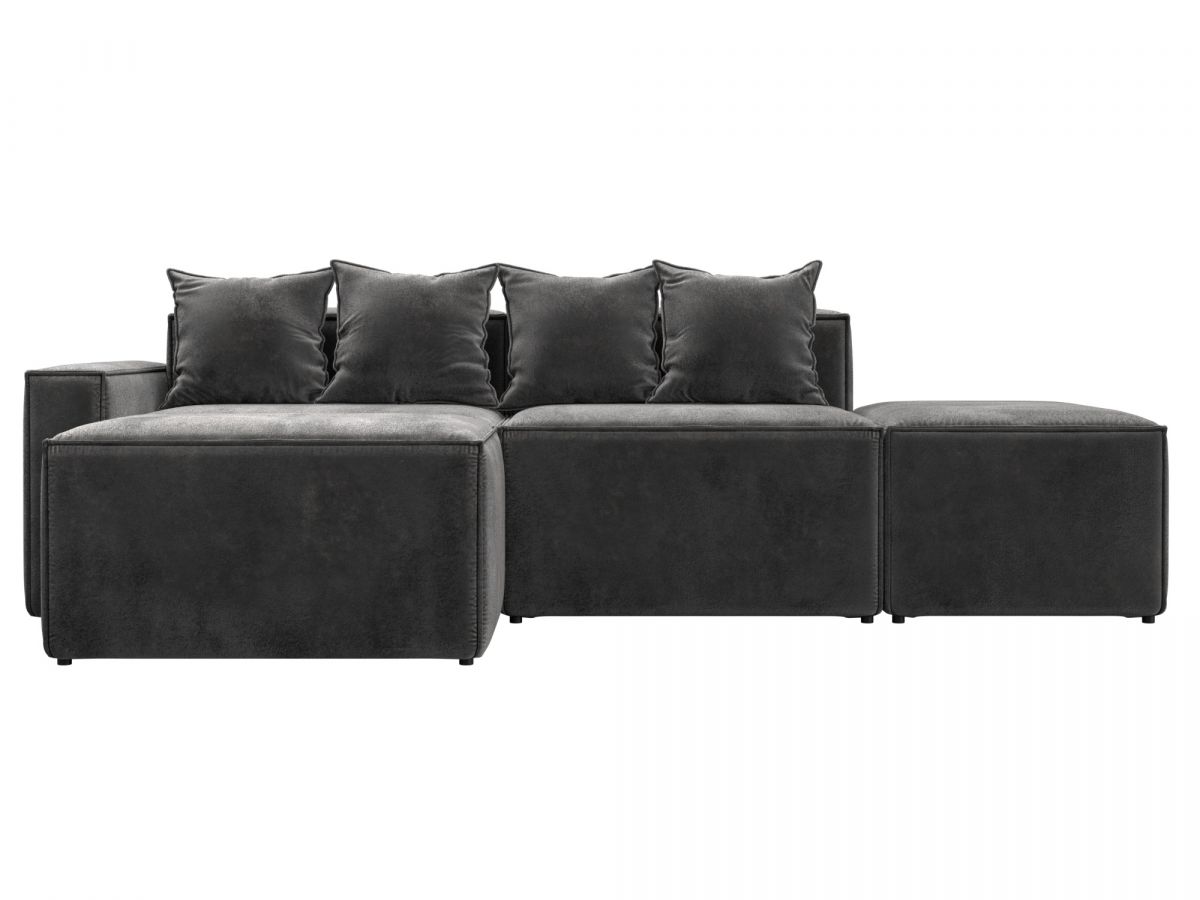129795L Диван угловой модульный Лига-063 угол левый | велюр | tower 10 серый